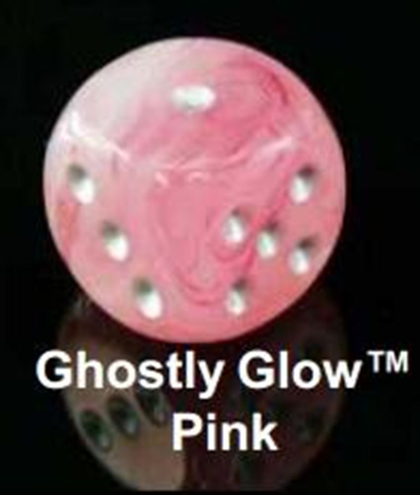 Chessex - Ghostly Glow Pink With Silver D6 16Mm Block