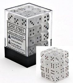 Chessex - Chessex: Frosted Clear/Black 12Mm D6 Dice Block