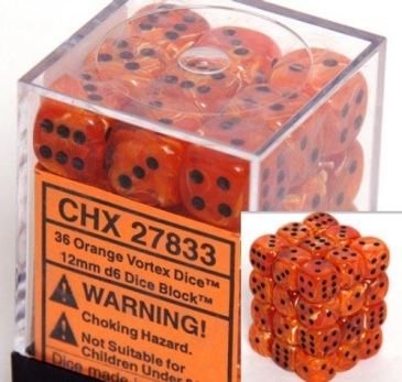 Chessex - Chessex: Vortex Orange/Black 12Mm D6 Dice