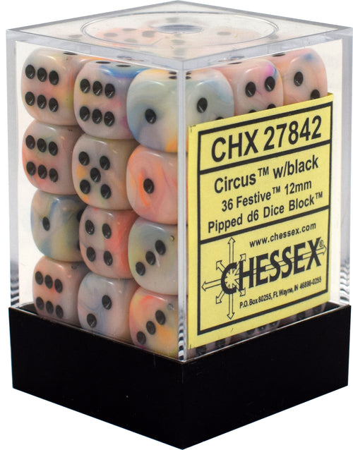 Chessex - Chessex: Festive Circus/Black 12Mm D6 Dice Block