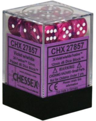 Chessex - Chessex: Festive Violet/White 12Mm D6 Dice