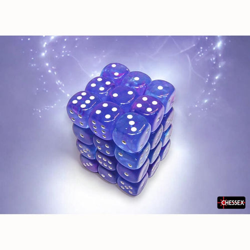 Chessex Mfg Co Llc -  Dice Menagerie 11: Nebula 12Mm D6 Aura With White Luminary Dice Block (36 Dice)