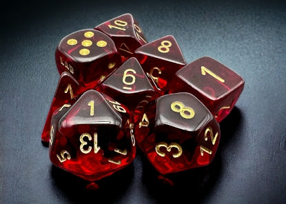 Chessex - Chessex Translucent Crimson/Gold 7-Die Set With Bonus Die
