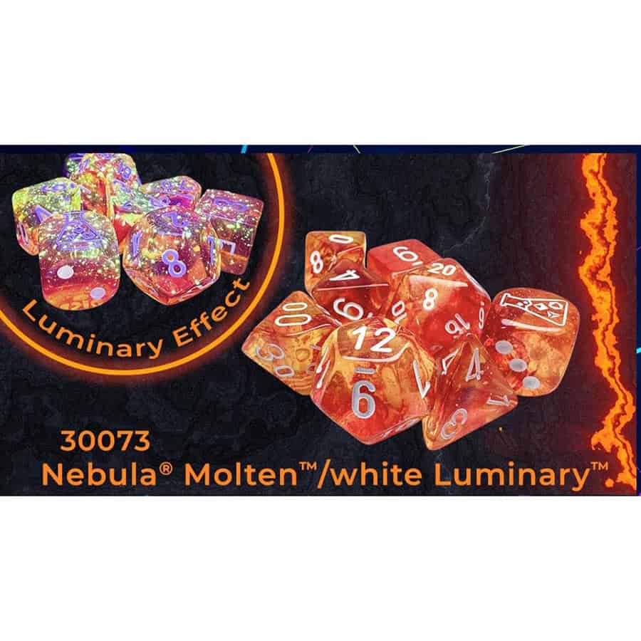 Chessex Mfg Co Llc -  7Ct Lab Dice (Series 9): Nebula Molten With White