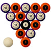 CLEMSON SCHOOL COLOR NUMBERED BILLIARD BALL SET ORANGE SOLID/PURPLE STRIPE - CLMBBS100N