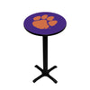 CLEMSON PEDESTAL PUB TABLE PURPLE - CLMPTB112