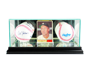 Card and Double Basball Display Case with Black Moulding