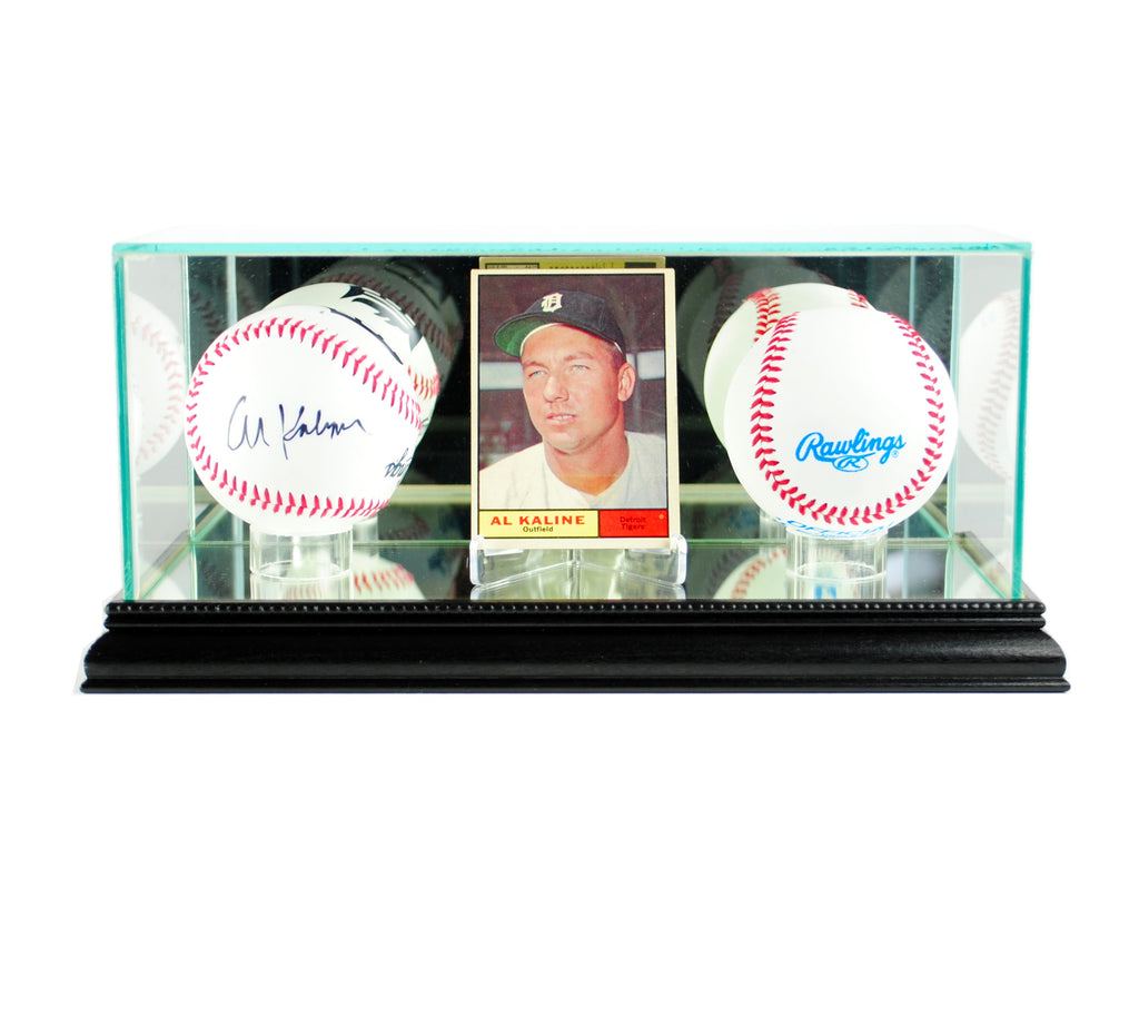 Card and Double Basball Display Case with Black Moulding