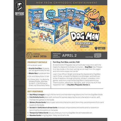 Cryptozoic Entertainment -  Playpaks - 2026 Dog Man Playpaks Series 1 Gravity Feed Pre-Order