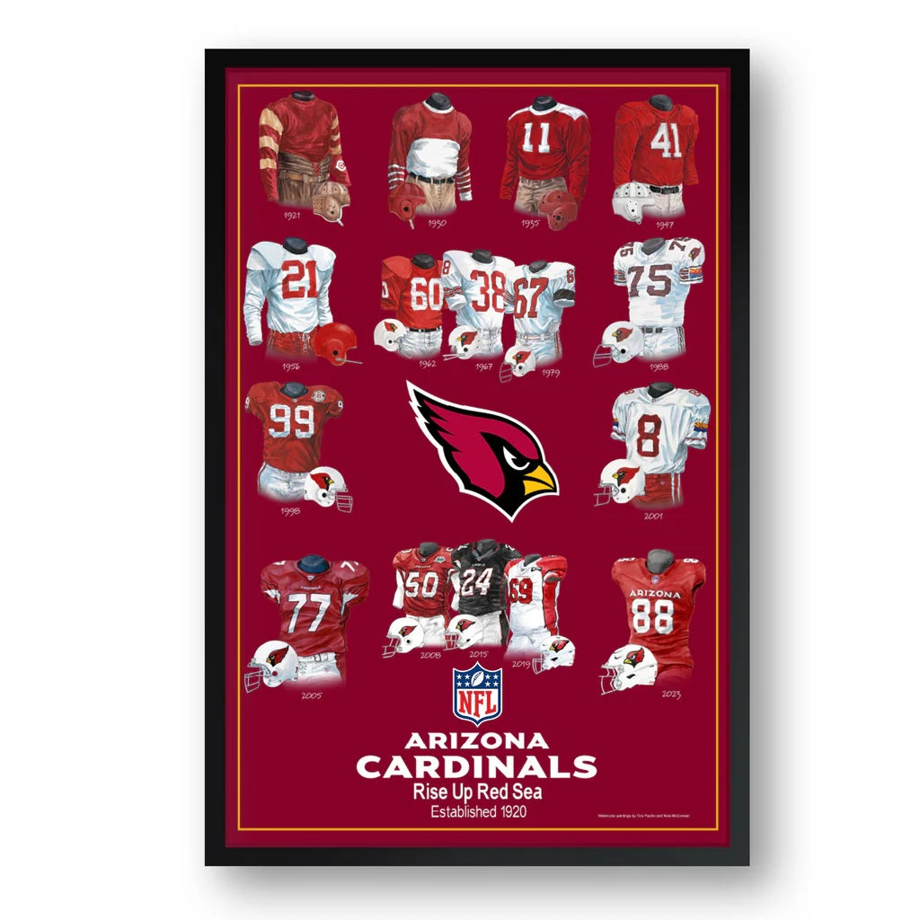 Arizona Cardinals Framed Print 10x13 Uniform Heritage - Sporticulture