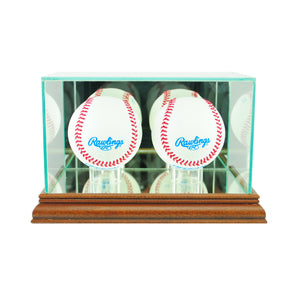 Double Baseball Display Case with Walnut Moulding