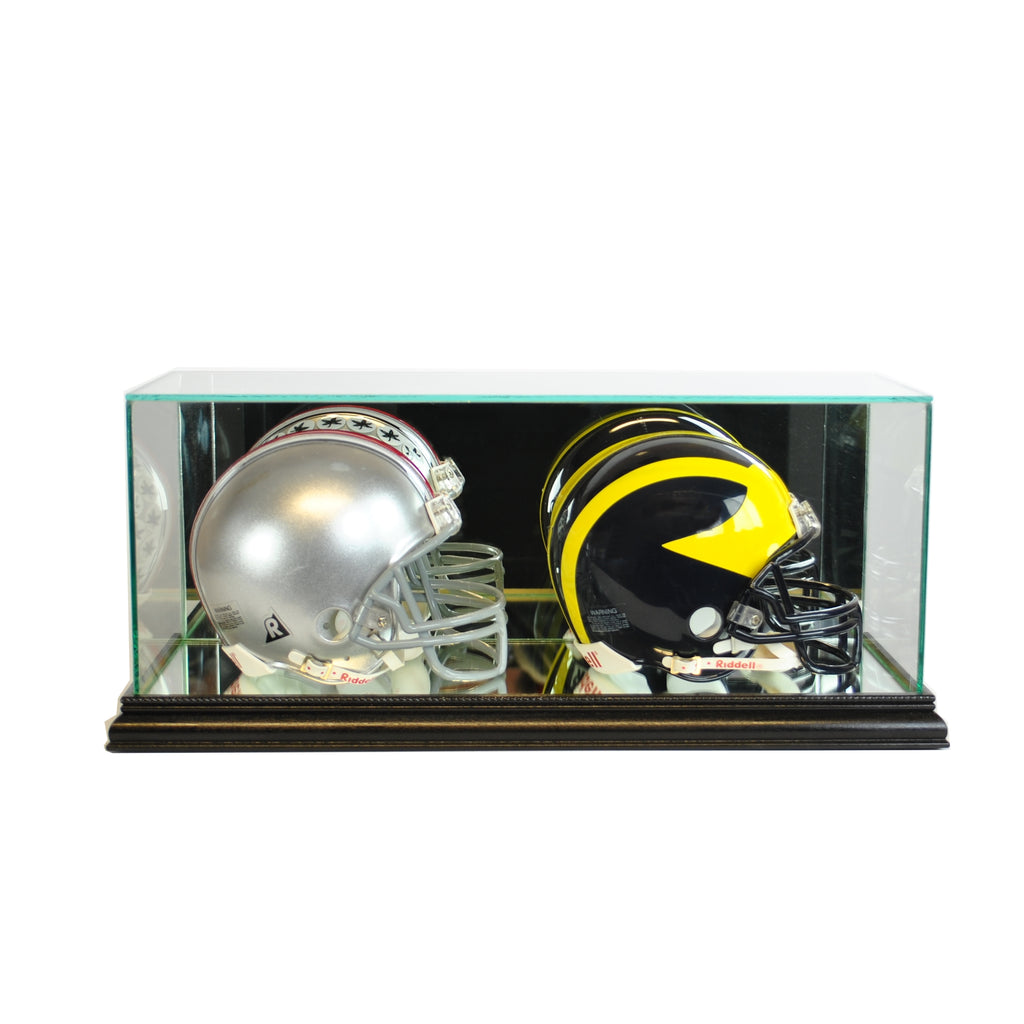Double Mini Football Helmet Display Case with Black Moulding