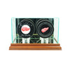 Double Hockey Puck Display Case with Walnut Moulding