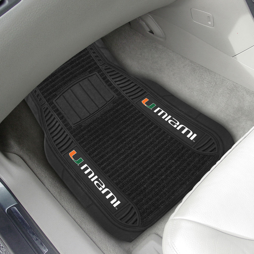Fanmats - University of Miami 2-pc Deluxe Car Mat Set 21''x27''