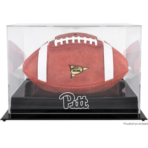 Pitt Panthers Black Base Team Logo Football Display Case with Mirror Back
