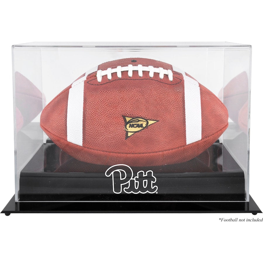 Pitt Panthers Black Base Team Logo Football Display Case with Mirror Back