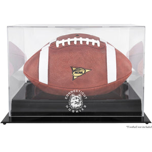 UConn Huskies Black Base Team Logo Football Display Case with Mirror Back