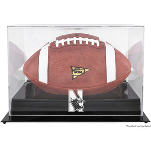 Northwestern Wildcats Black Base Team Logo Football Display Case with Mirror Back