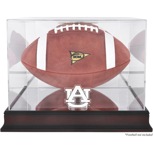 Auburn Tigers Mahogany Base Logo Football Display Case with Mirror Back