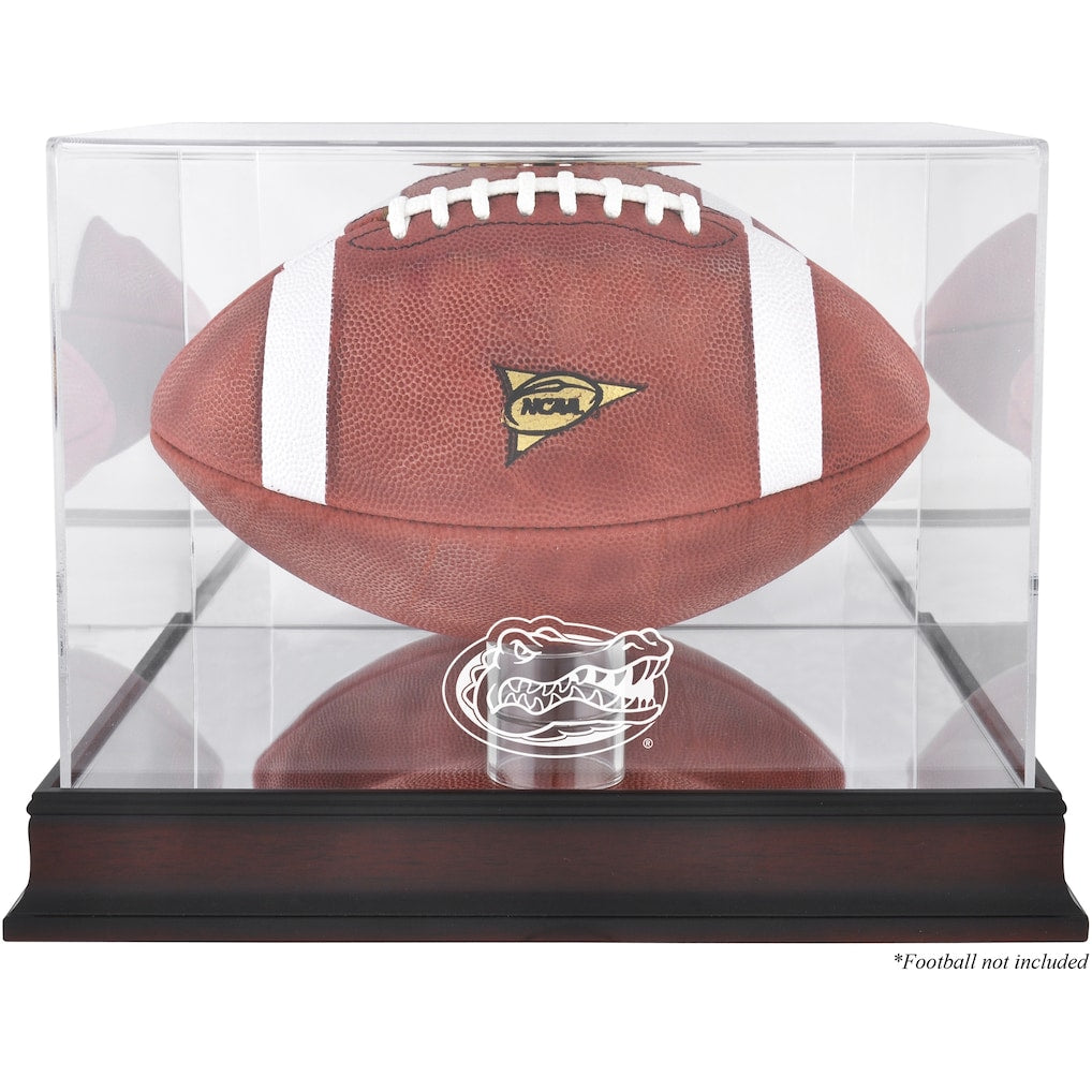Florida Gators Mahogany Base Logo Football Display Case with Mirror Back