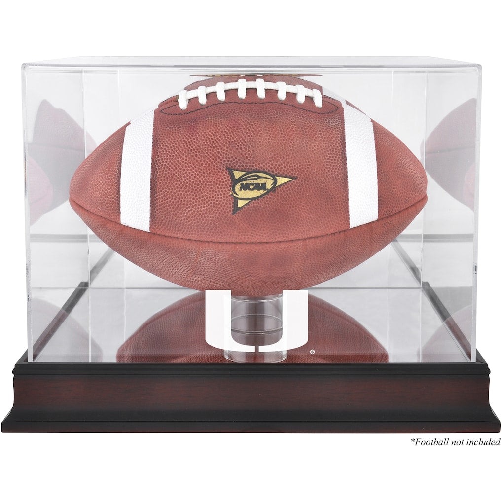 Miami Hurricanes Mahogany Base Logo Football Case with Mirror Back