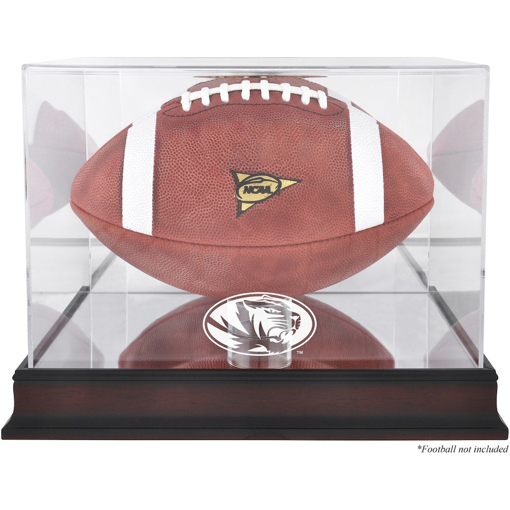 Missouri Tigers Mahogany Base Logo Football Display Case with Mirror Back