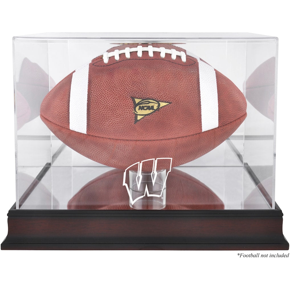 Wisconsin Badgers Mahogany Base Logo Football Case with Mirror Back