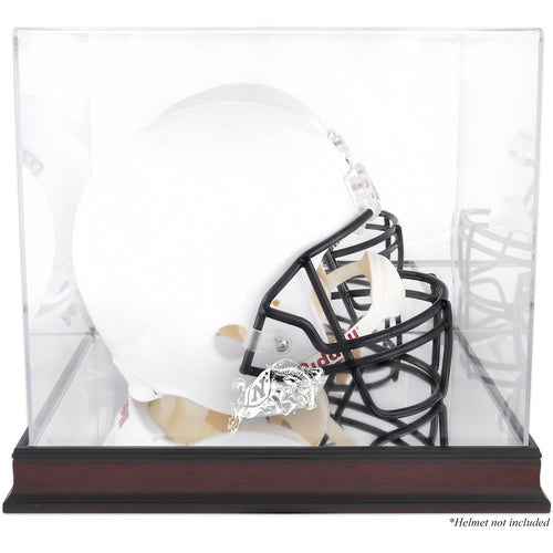 Navy Midshipmen Mahogany Base Team Logo Helmet Display Case with Mirrored Back