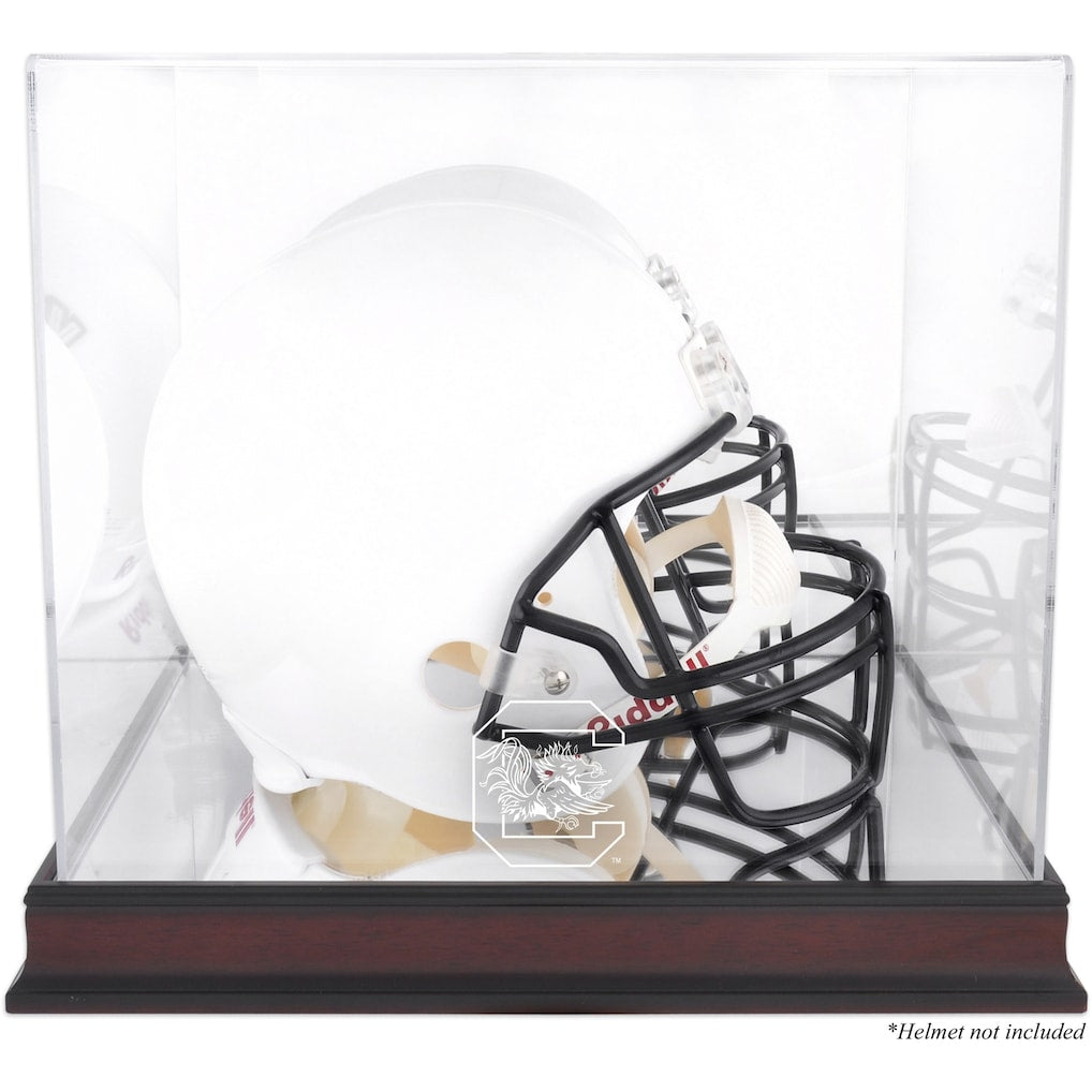 South Carolina Gamecocks Mahogany Base Team Logo Helmet Display Case with Mirrored Back