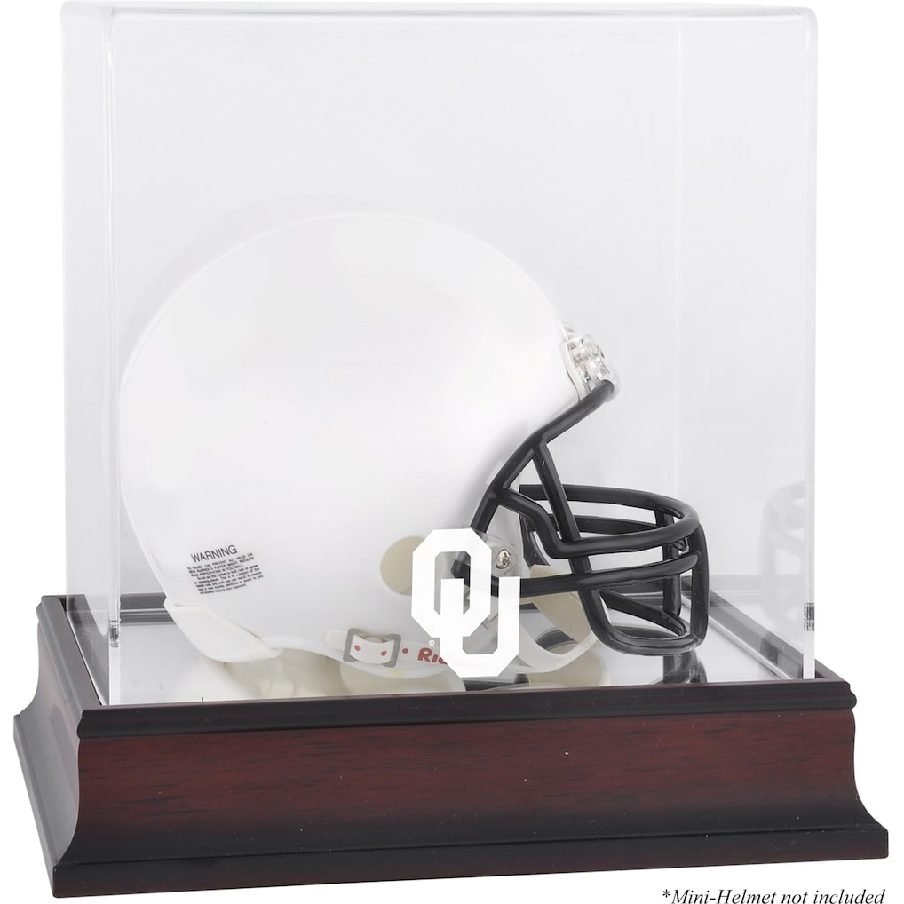 Oklahoma Sooners Mahogany Logo Mini Helmet Display Case with Mirror Back