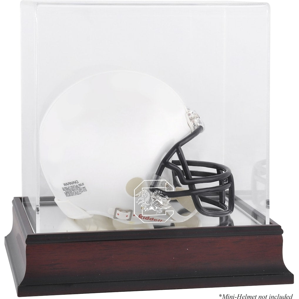 South Carolina Gamecocks Mahogany Logo Mini Helmet Display Case with Mirror Back