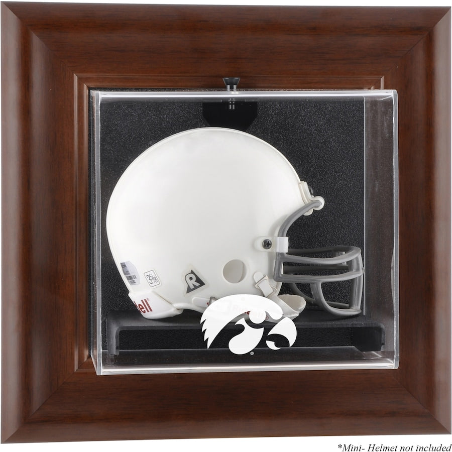 Iowa Hawkeyes Brown Framed Wall-Mountable Mini Helmet Display Case