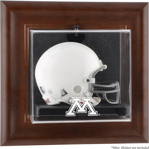 Minnesota Golden Gophers Brown Framed Wall-Mountable Mini Helmet Display Case