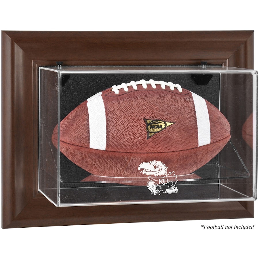 Kansas Jayhawks Brown Framed Wall-Mountable Football Display Case