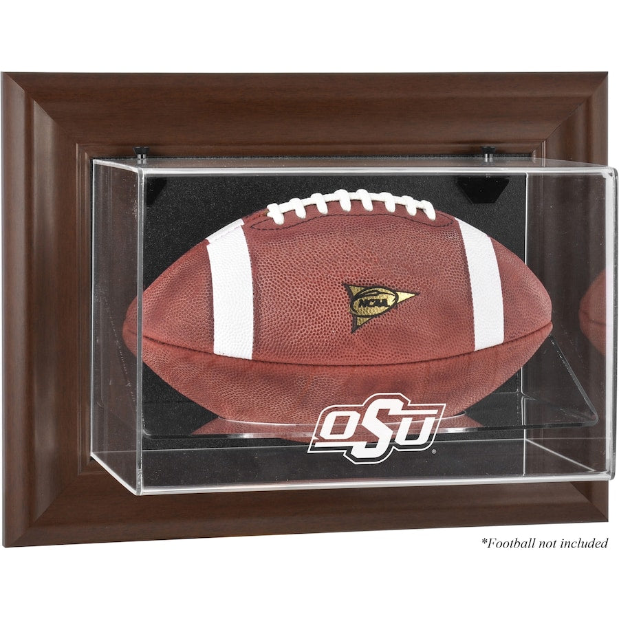 Oklahoma State Cowboys Brown Framed Wall-Mountable Football Display Case