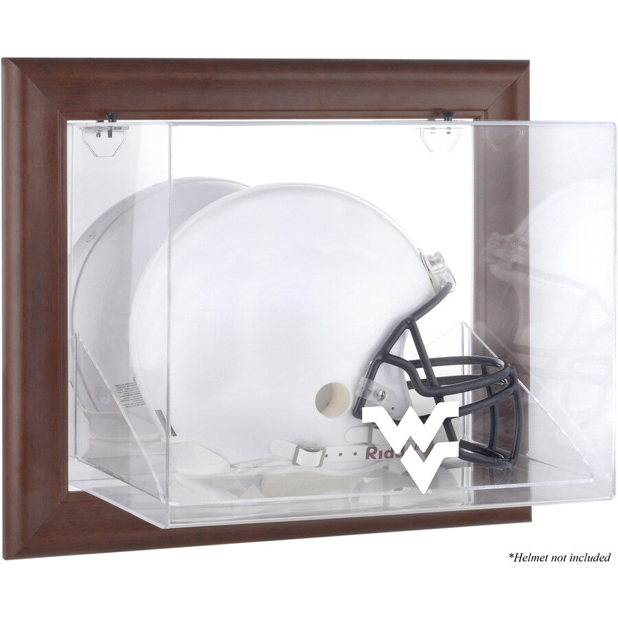 West Virginia Mountaineers Brown Framed Wall-Mountable Helmet Display Case