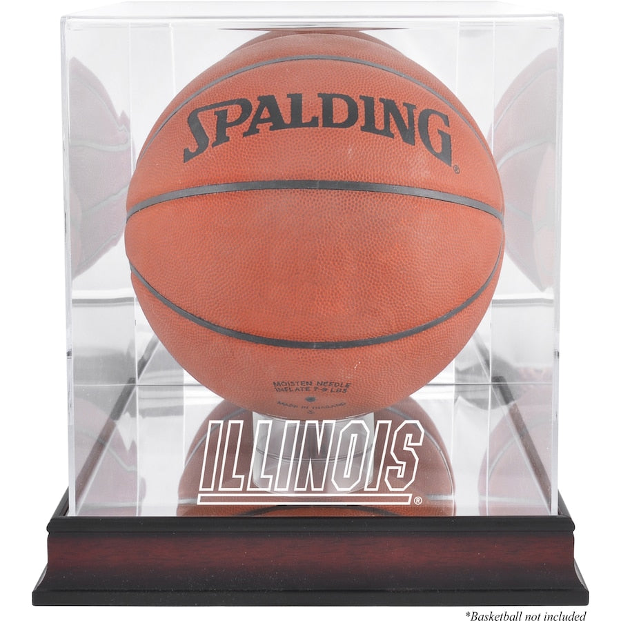 Illinois Fighting Illini Mahogany Antique Finish Basketball Display Case with Mirror Back