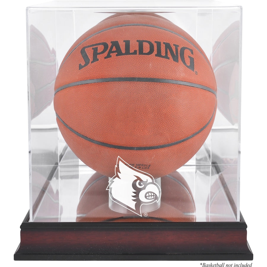 Louisville Cardinals Mahogany Antique Finish Basketball Display Case with Mirror Back