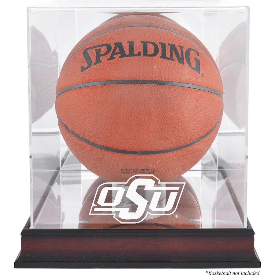 Oklahoma State Cowboys Mahogany Antique Finish Basketball Display Case with Mirror Back