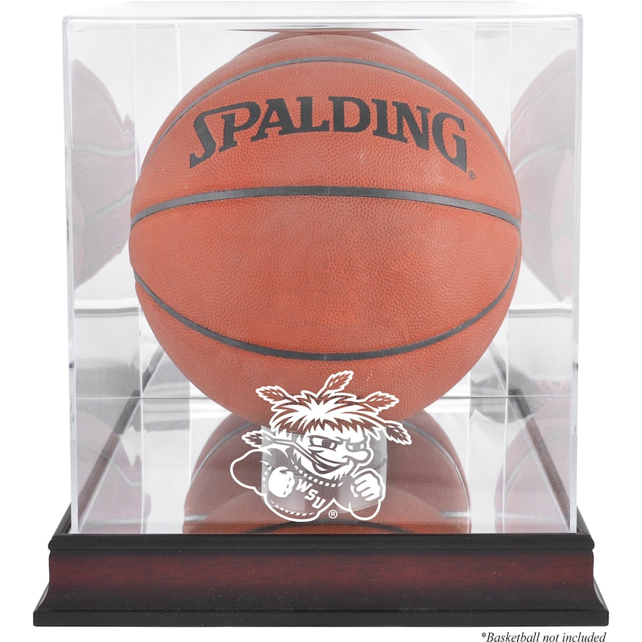 Wichita State Shockers Mahogany Antique Finish Basketball Display Case with Mirror Back
