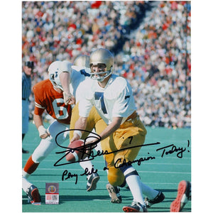 Joe Theismann Notre Dame Fighting Irish Autographed 8'' x 10'' Photograph with Play Like A Champion
