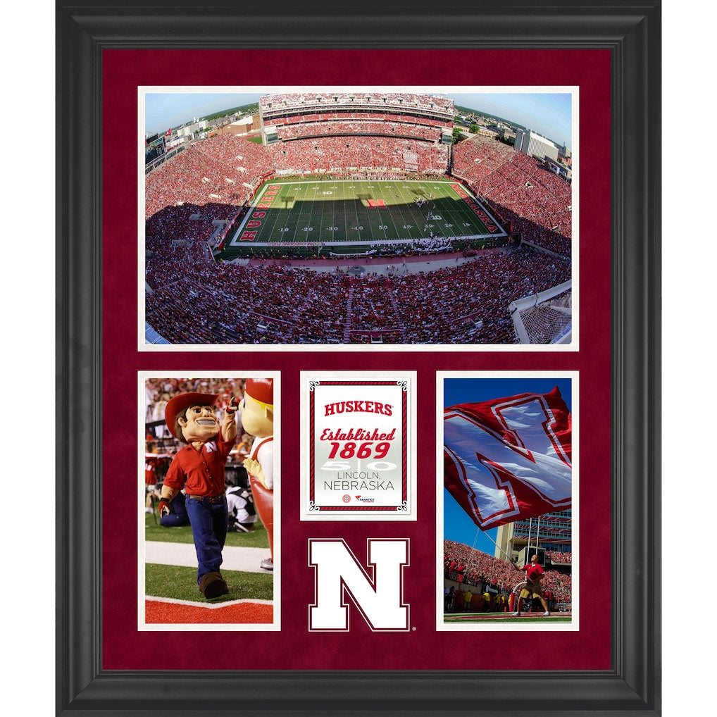 Nebraska Huskers Memorial Stadium Framed 20'' x 24'' 3-Opening Collage