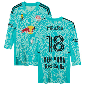 Ryan Meara New York Red Bulls Autographed Match-Used #18 Aqua Jersey from the 2022 MLS Season