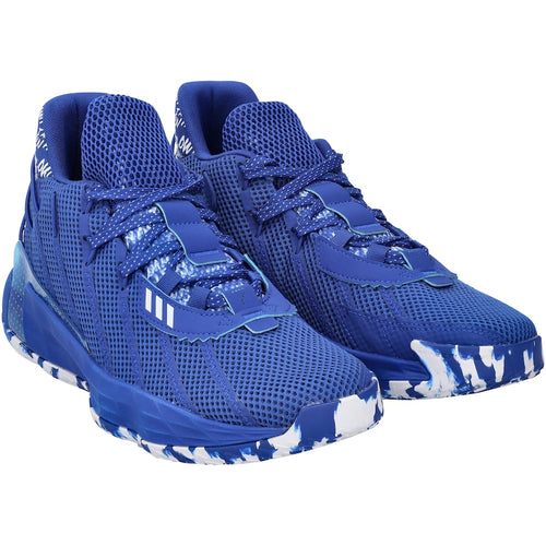 Kansas Jayhawks Team-Issued Blue and White Mid Adidas Shoes from the Basketball Program