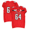 Texas Tech Red Raiders Team-Issued #64 Red Jersey with 150 Patch from the 2019 NCAA Football Season