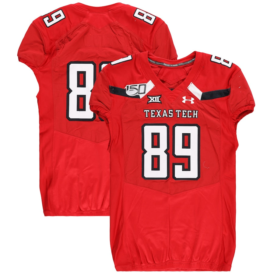 Texas Tech Red Raiders Team-Issued #89 Red Jersey with 150 Patch from the 2019 NCAA Football Season