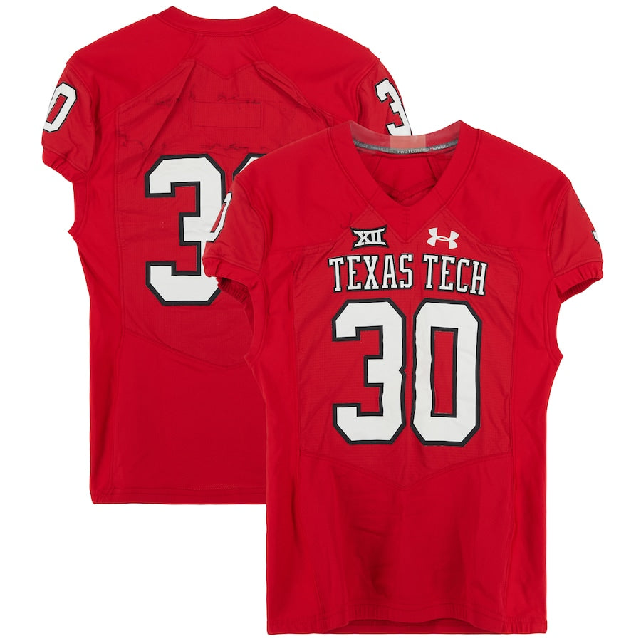 Texas Tech Red Raiders Team-Issued #30 Red Jersey from the 2017 NCAA Football Season