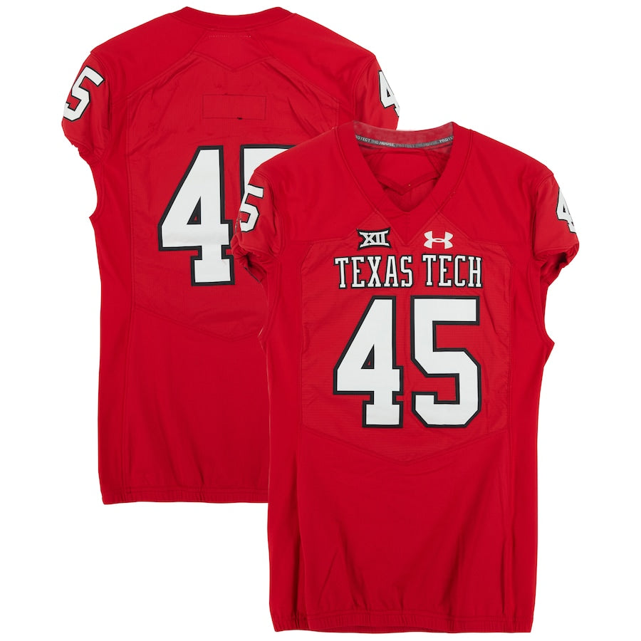 Texas Tech Red Raiders Team-Issued #45 Red Jersey from the 2017 NCAA Football Season