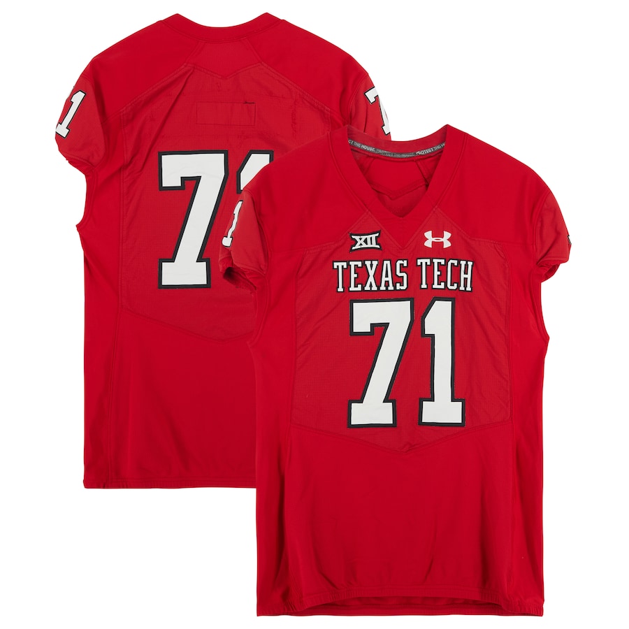 Texas Tech Red Raiders Team-Issued #71 Red Jersey from the 2017 NCAA Football Season