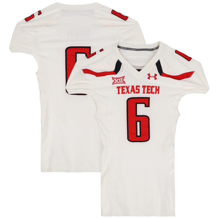 Texas Tech Red Raiders Team-Issued #6 White Jersey from the 2016 NCAA Football Season